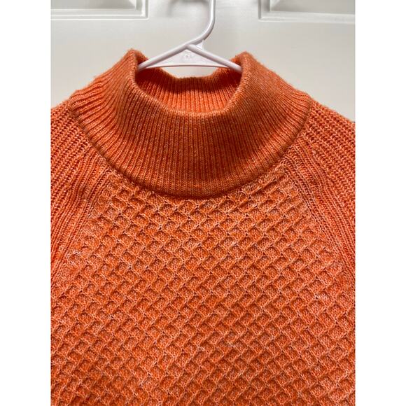 Talbots Textured Stitch Sweater cable knit turtleneck orange wool blend LP NWT - Picture 4 of 6